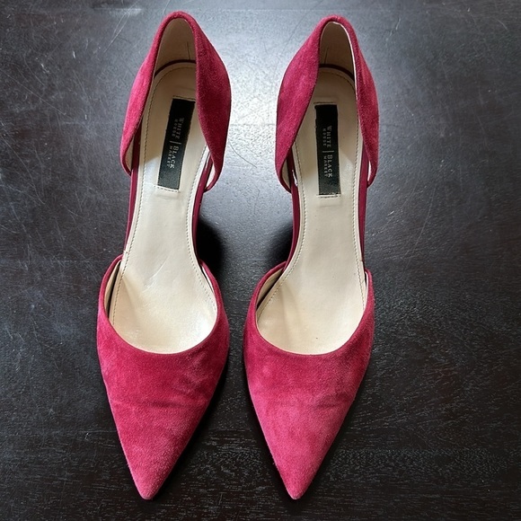 Stiletto cut out suede pumps in a cranberry wine magenta shade - Picture 5 of 6